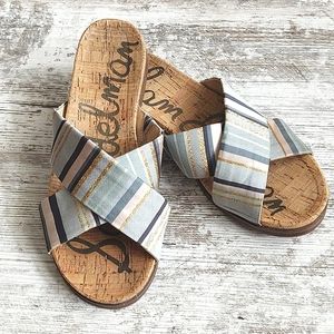 🟨Sam Edelman Striped Slide Hattie Sandal